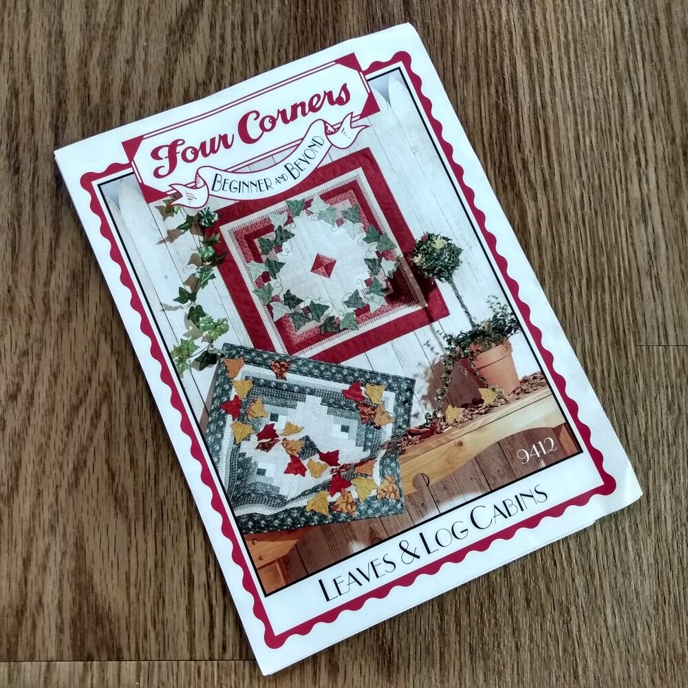 Vintage Wall Quilt Pattern Leaves Log Cabins Fall Autumn Ivy Applique
